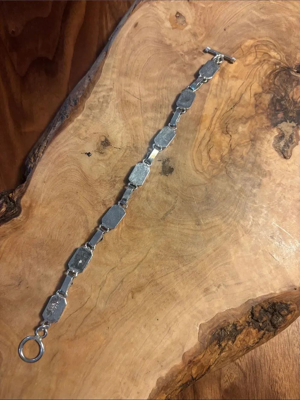 Sterling Silver and Block Turquoise Link Bracelet - Picture 3 of 4